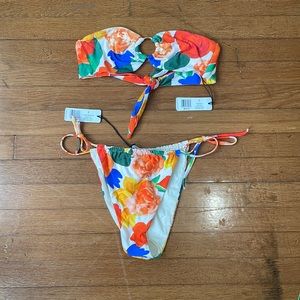 Weworewhat Ruched String Bikini Top and Bottom - Never Worn